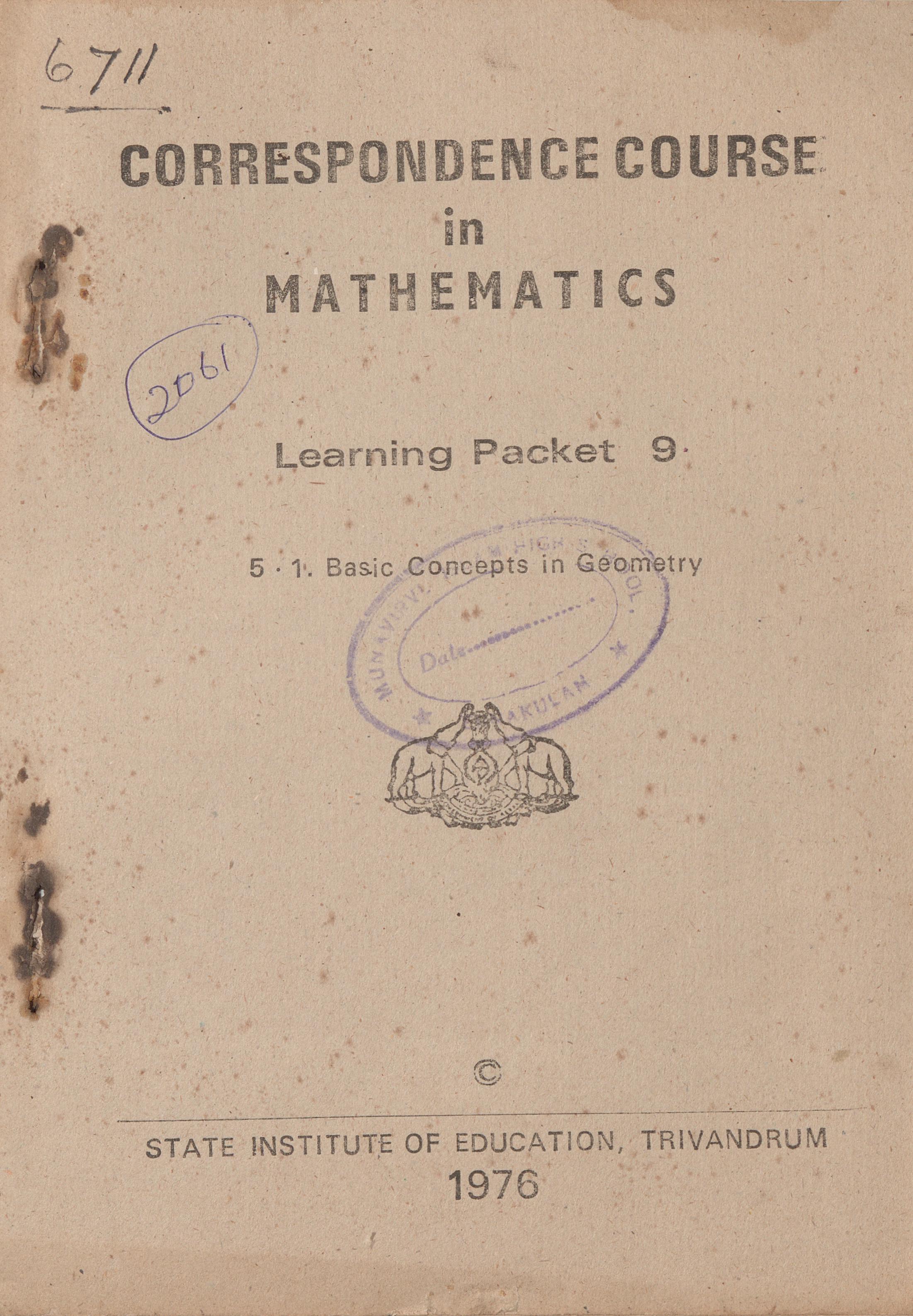1976 - Basic Concepts of Geometry - Correspondence Course in Mathematics
