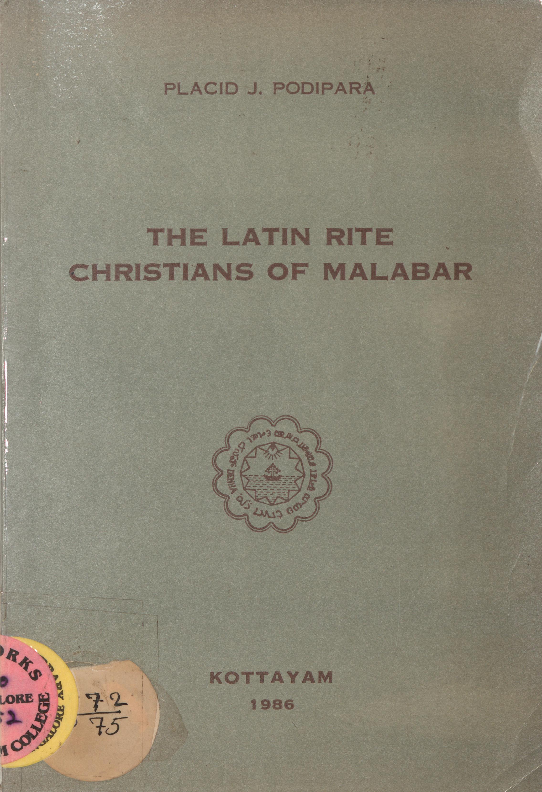  1986 - Latin Rite Christians of Malabar - Placid Podipara