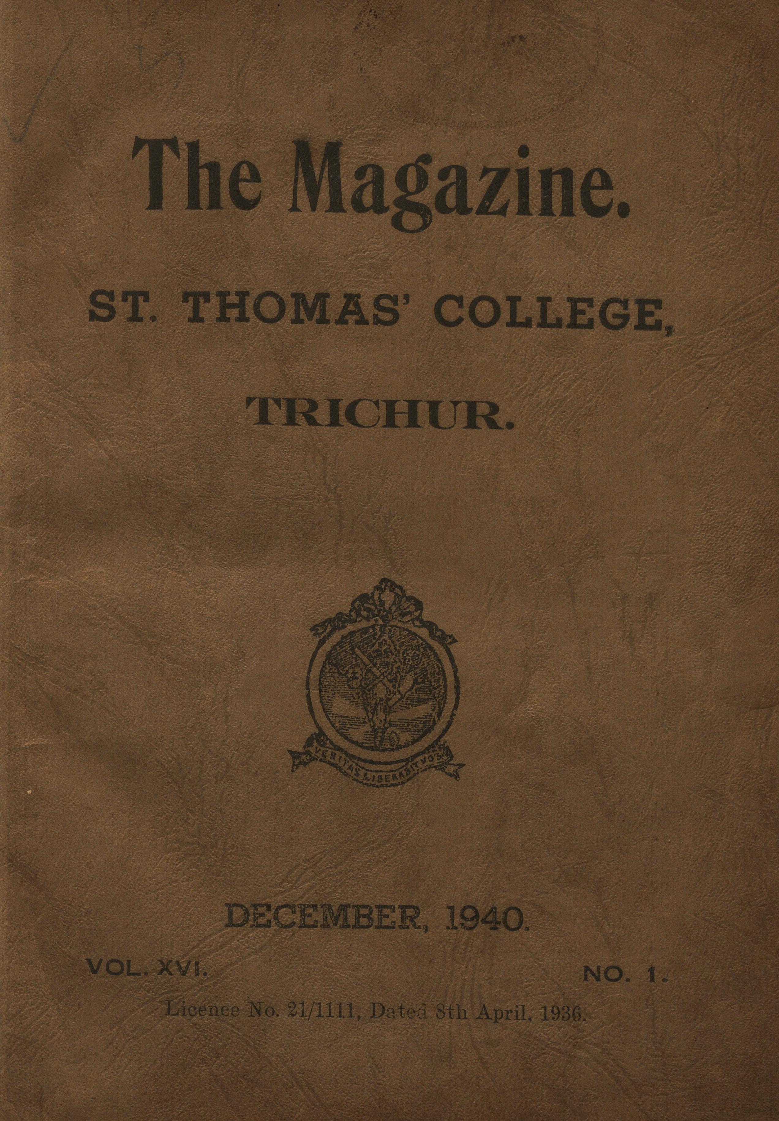 1940 - St. Thomas College Trichur - Magazine