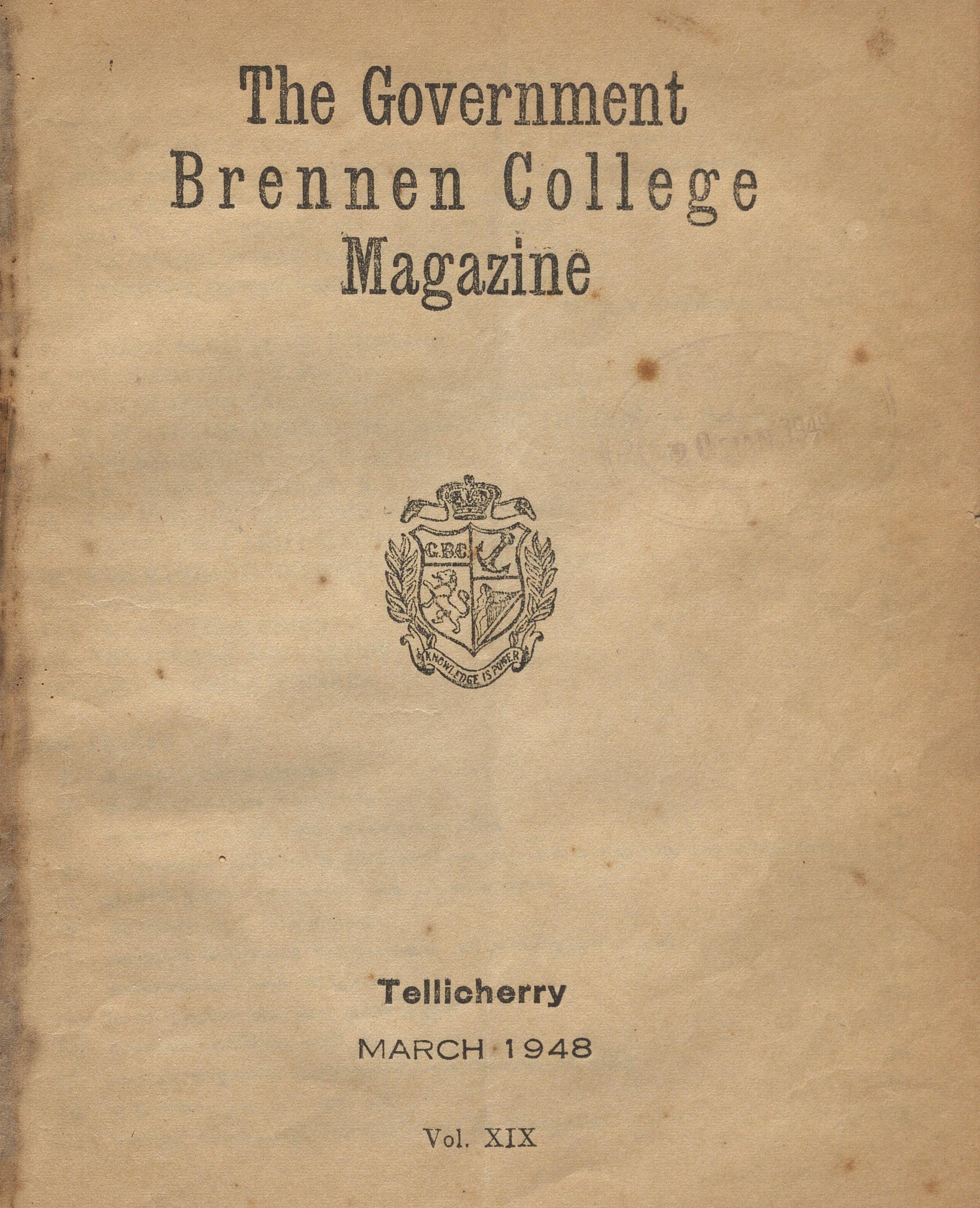 1948 - March - The Government Brennen College Tellicherry - Magazine Vol. XIX