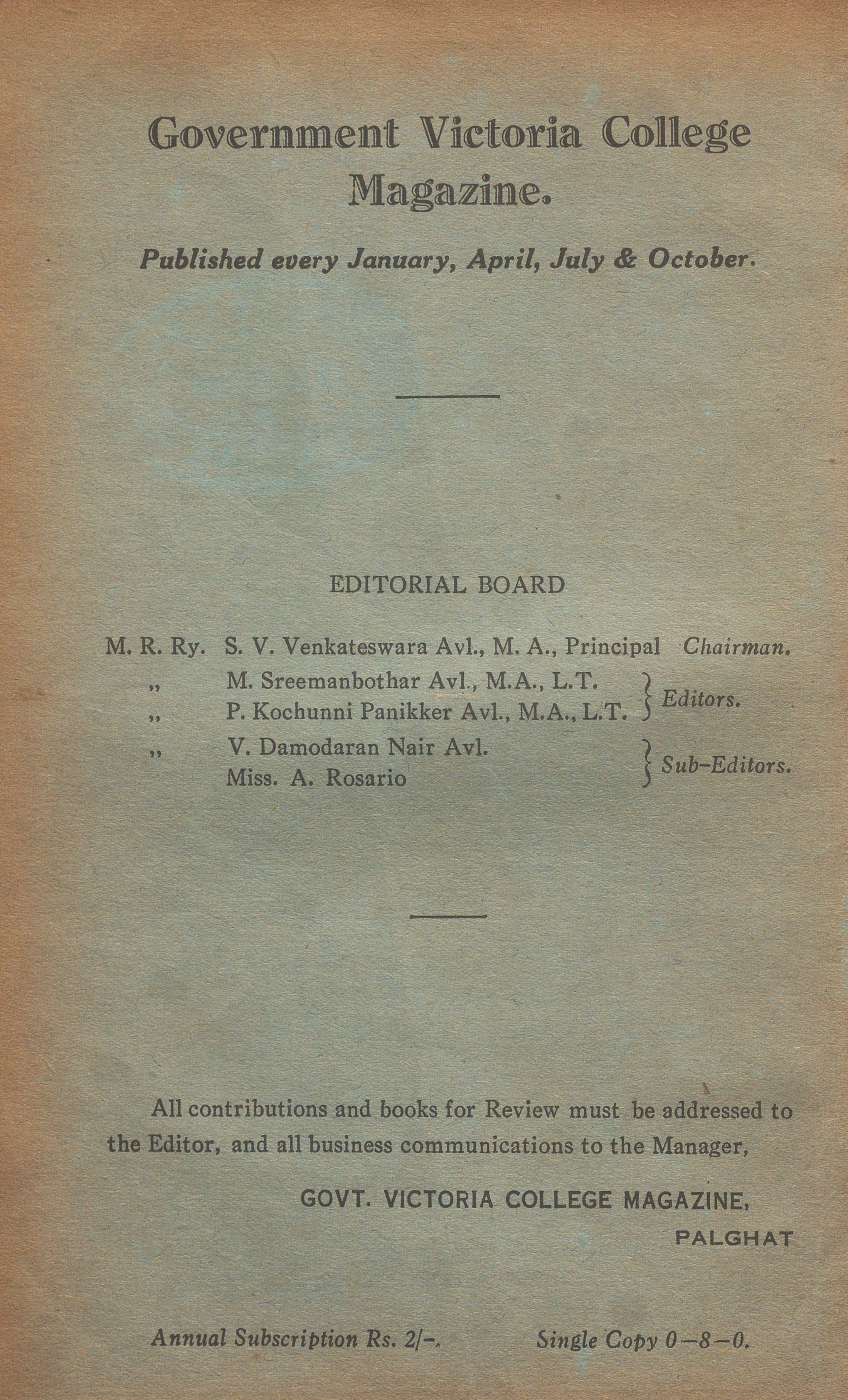  1935 - January - Govt - Victoria College Magazine