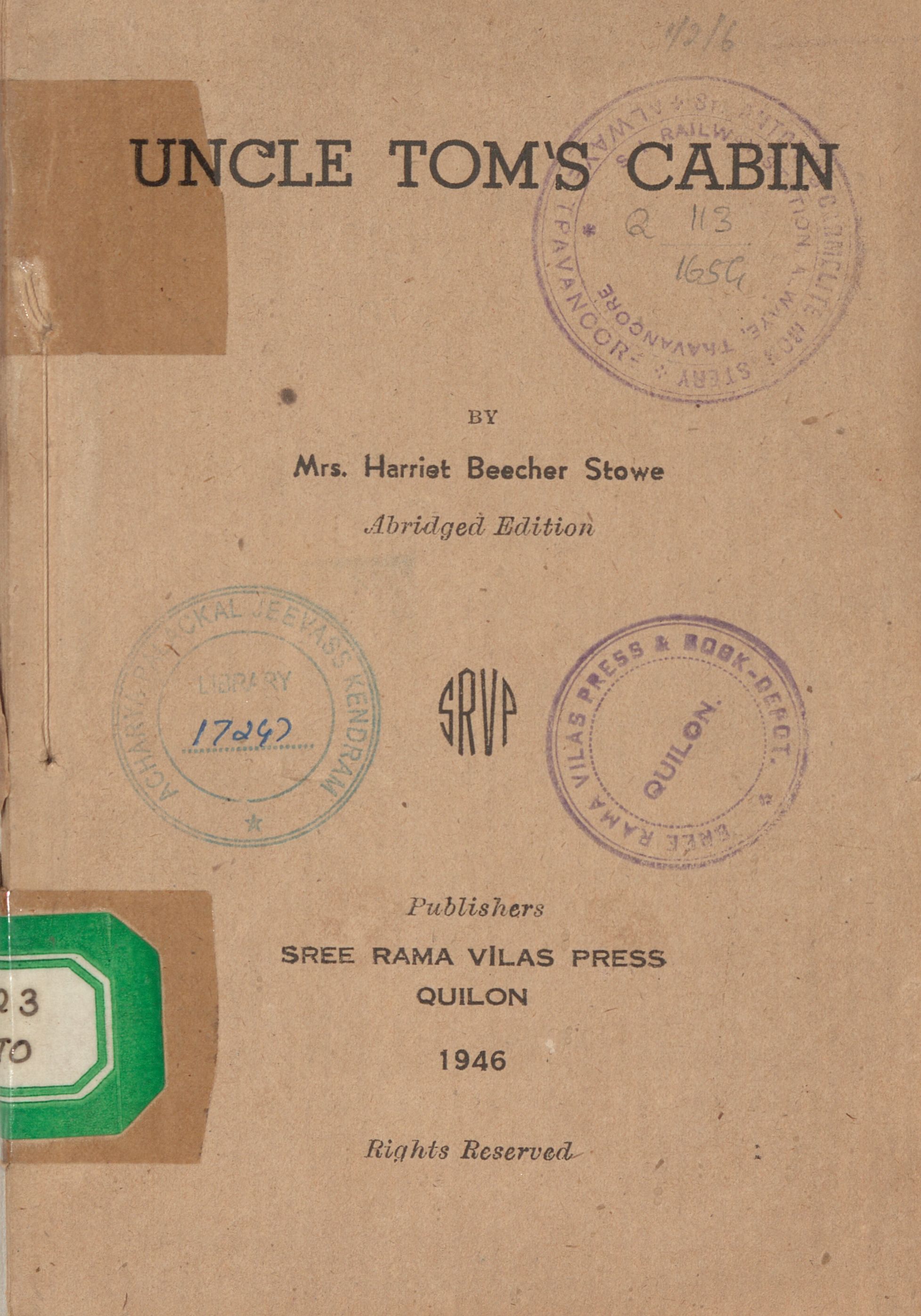  1946 - Uncle Toms Cabin - Harriet Beecher Stowe