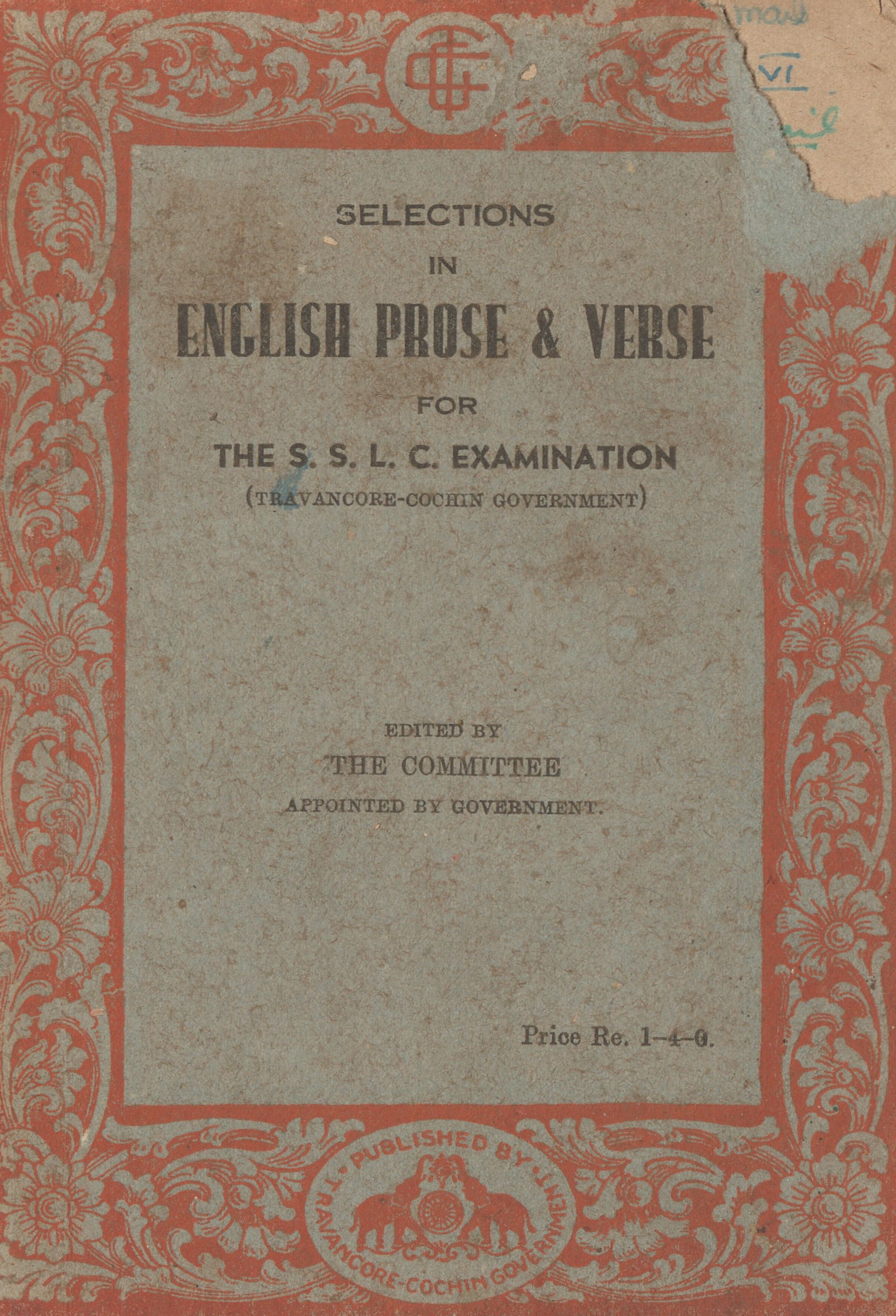  1952 - Selections English Prose and Verse Std-10