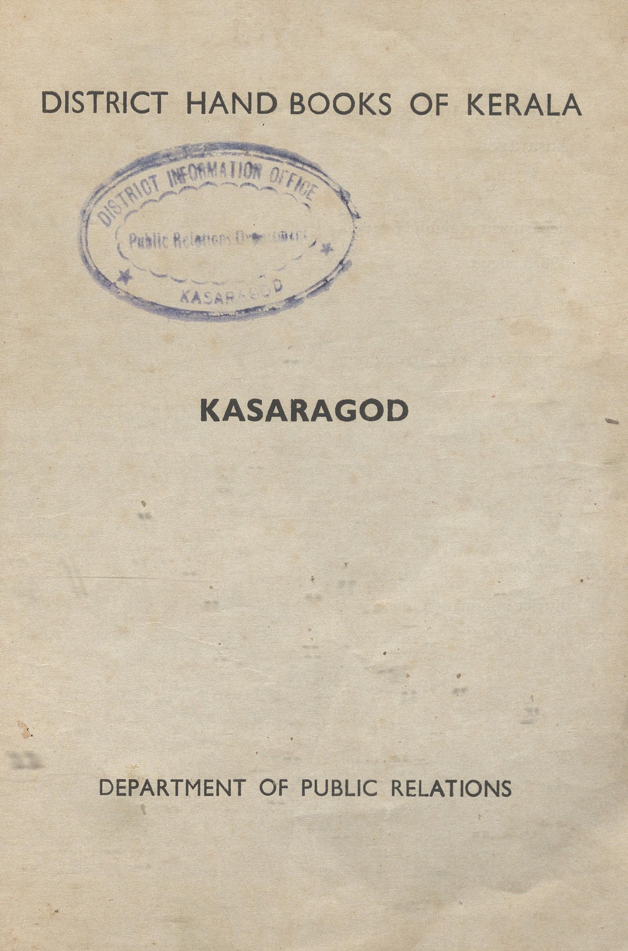1987 - District Handbook of Kerala - Kasaragod